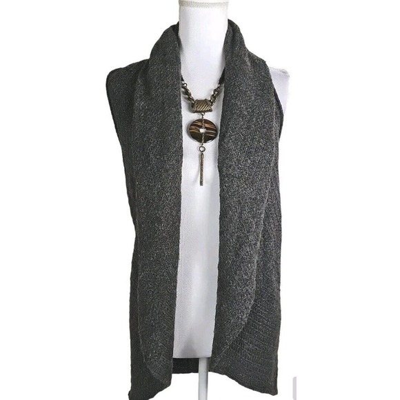 Alpaca International Sweaters - Alpaca International ~Woman One Size~ Dark Gray Open Front Alpaca/Wool Vest Knit